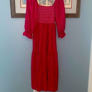 Gauze Long Puff Sleeve Dress SMALL